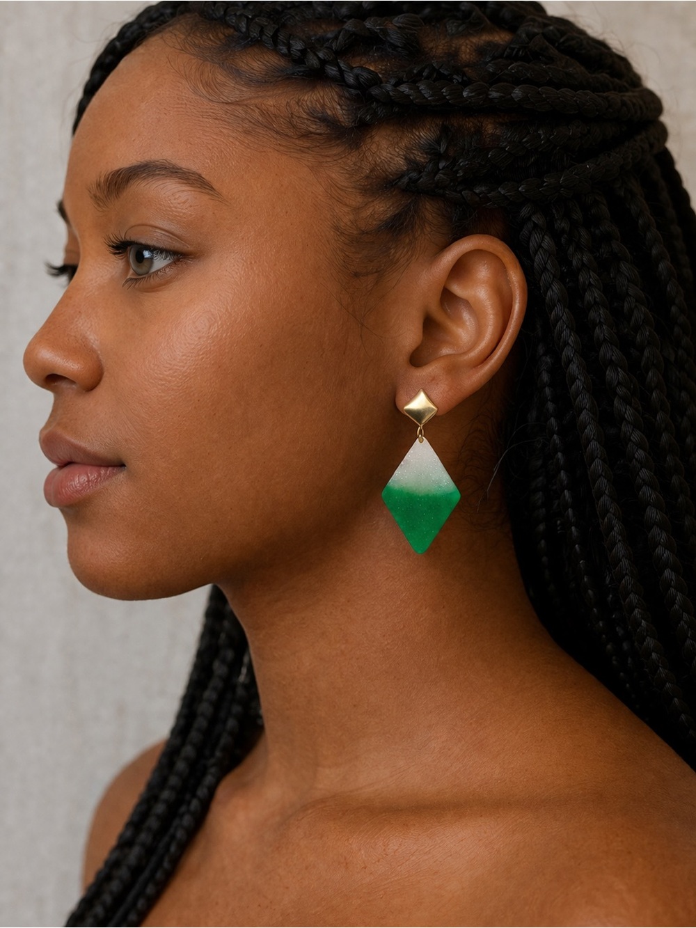 Green Ombre Diamond Drop Earrings by